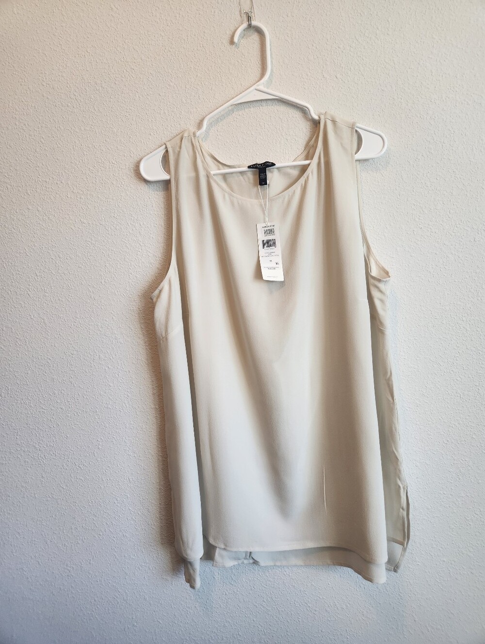 Eileen Fisher women silk bateau neck long shell tank top size 1x NWT